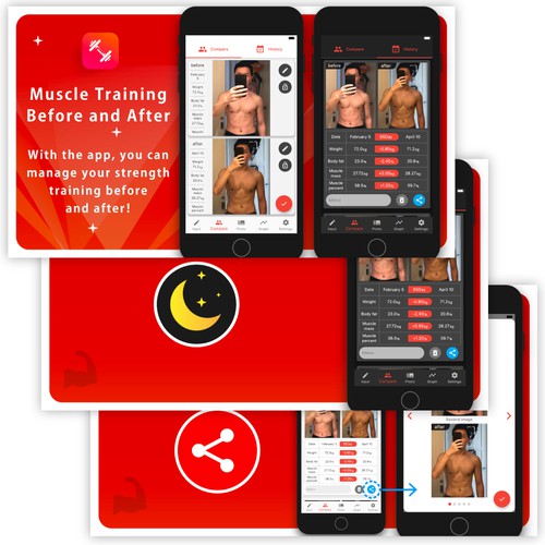 App Screens design for the Muscle Training App