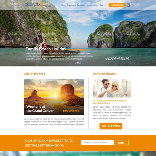 Crusader Travel website concept