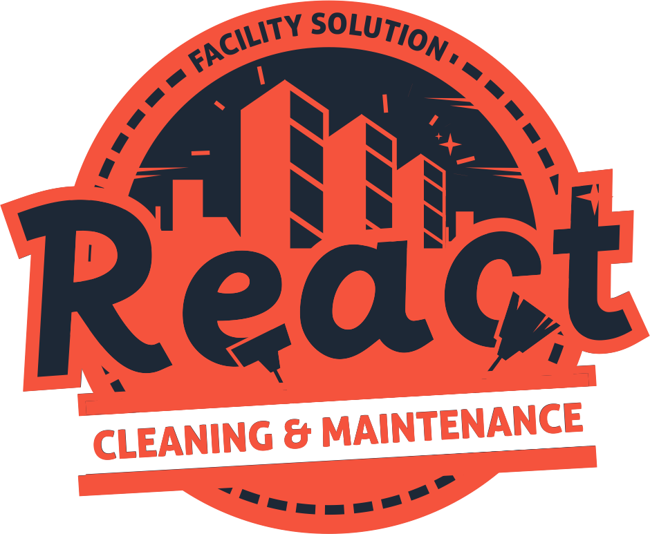 Create a retro yet recognisable logo for a cleaning/maintenance company: React facility Solutions