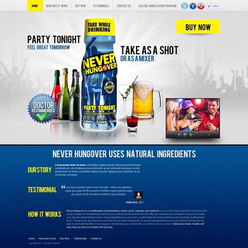 AMAZING NEW PRODUCT - NEVER HUNGOVER - 2.5 OZ SHOT 