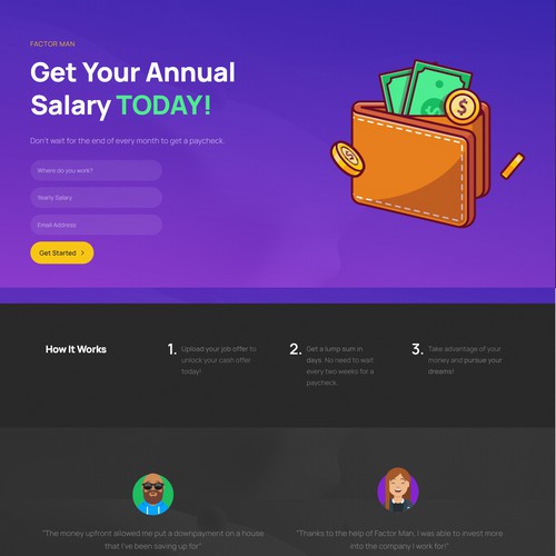 Landing Page for a Lending Company