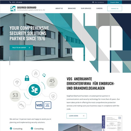 Homepage concept for security company