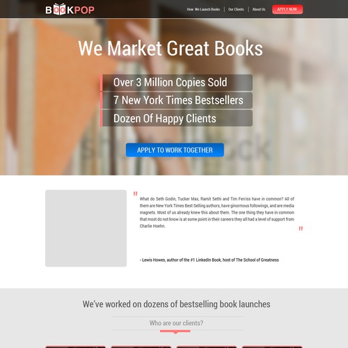 Create a Clean, Modern Landing Page for a Book Marketing Company