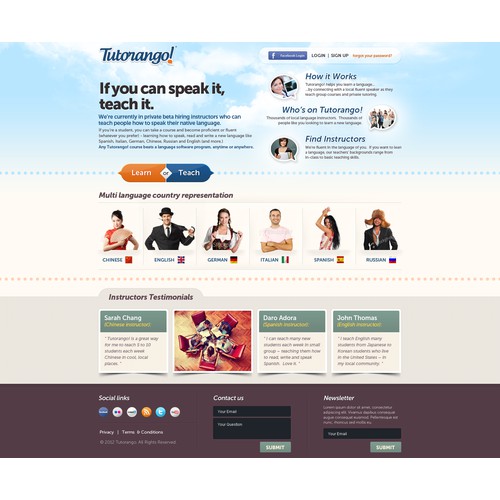 Website for a language learning platform