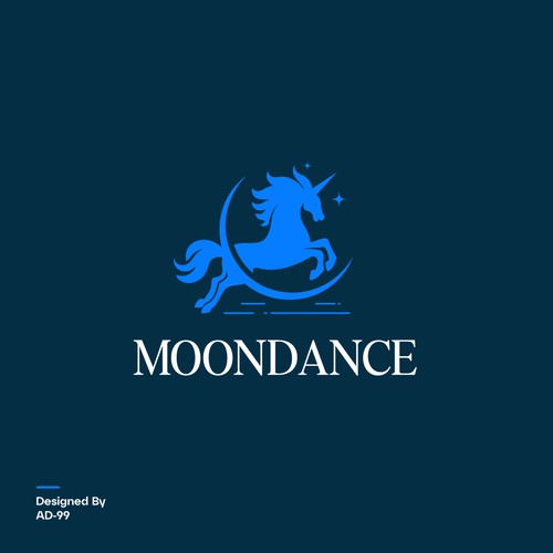 Unicorn logo with Moon, Winning Entry.