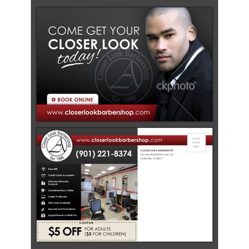 A Closer Look Barber Shop Postcard