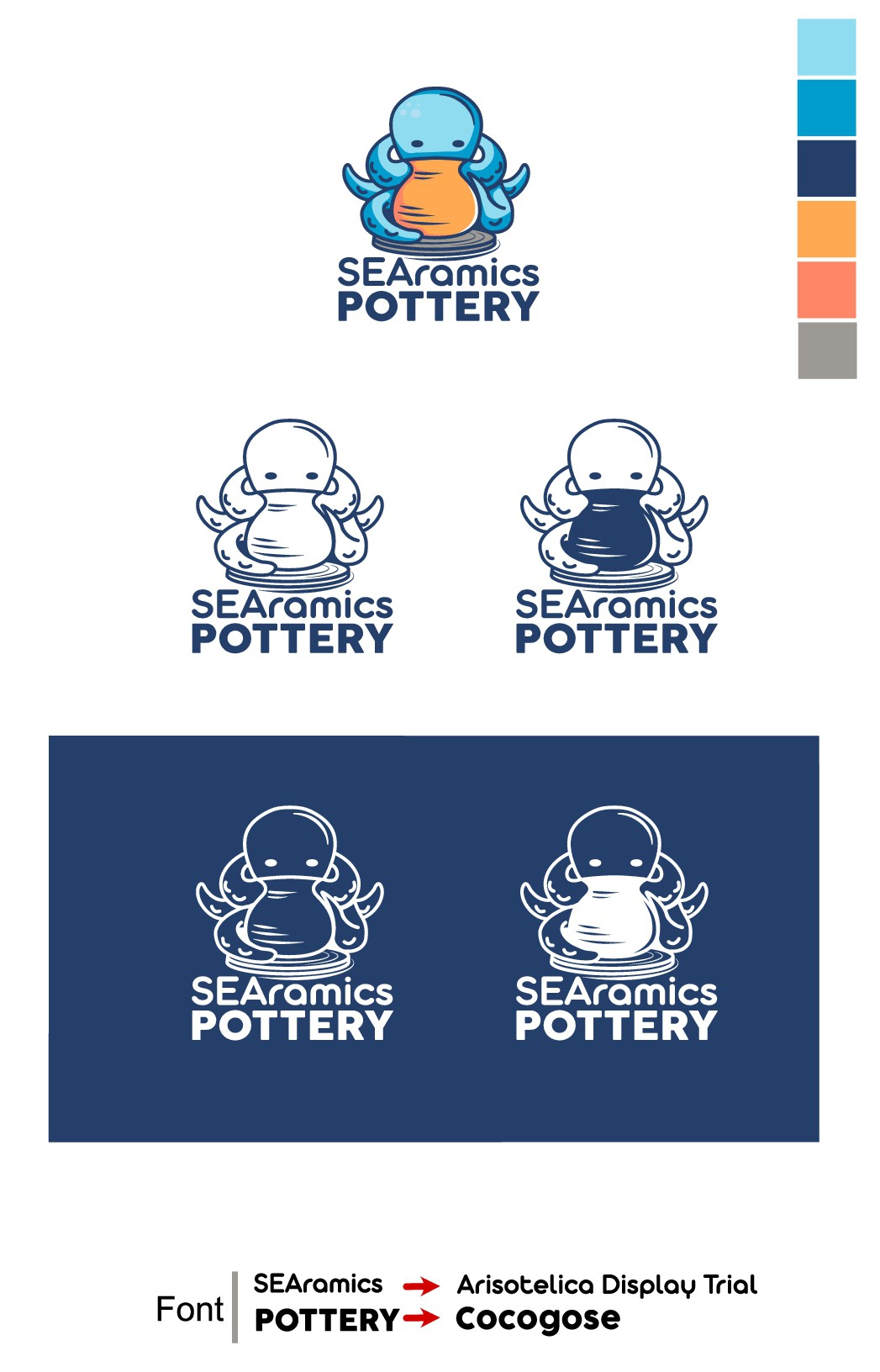 Ocean themed logo for pottery studio designed for anyone