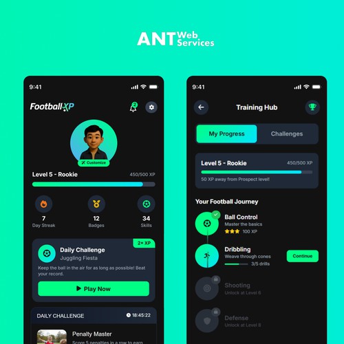 Sports Football app Ui Design 
