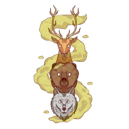 Illustration of spirit animals for t shirt design contest