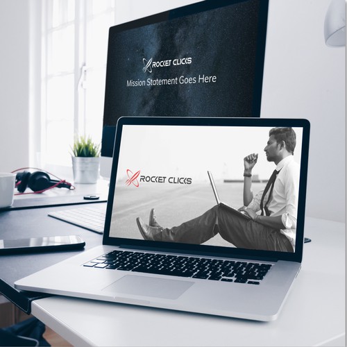 Bold Modern PowerPoint Template for Rocket Clicks