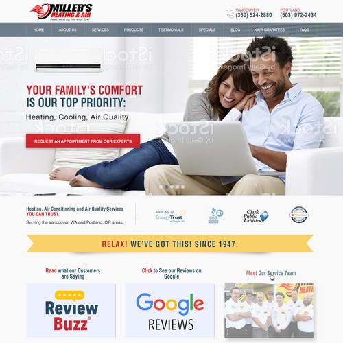 Modern website for residential HVAC service company