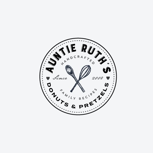 Create a striking, old fashioned logo for Auntie Ruth's Doughnuts!