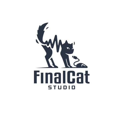 Funky and fun cat icon logo