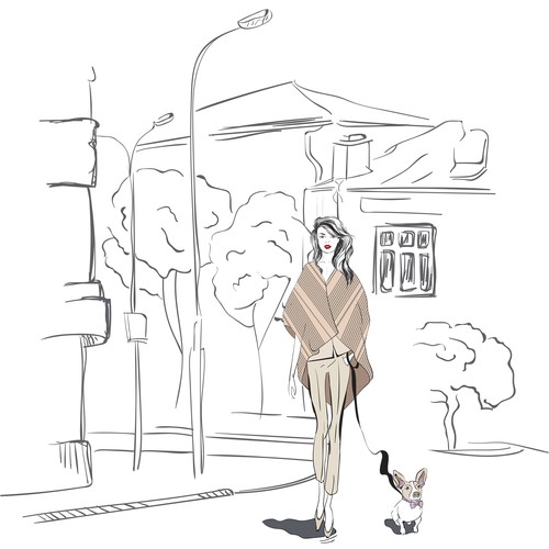 Series of mini "Ways to Wear" fashion illustrations for Women's Luxury Shawl Brand