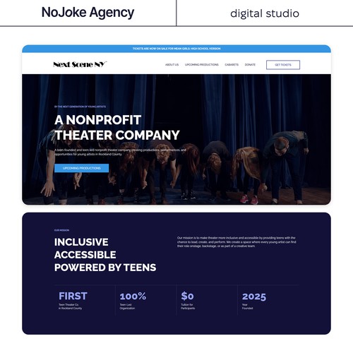 NextScene NY — Non-Profit Theater Squarespace Website Design & Development | NoJoke Agency