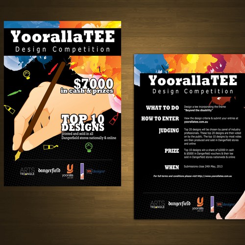 We need an amazing flyer for Arts Triangle, Dangerfield, 99designs & Yooralla!