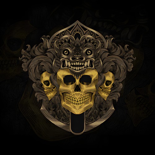Clothing or Apparel design illustration, Golden Grim Reign The Guardian of Shadows
