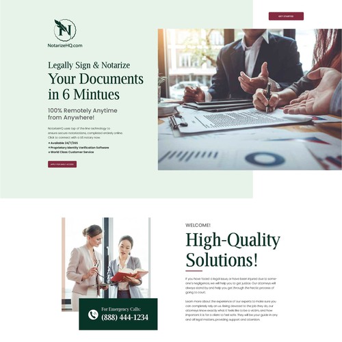 Design a intuitive landing page for a legal services business