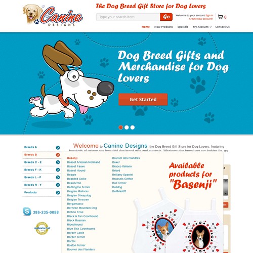 Homepage Design for Ecommerce Business - Dog Gift Shop