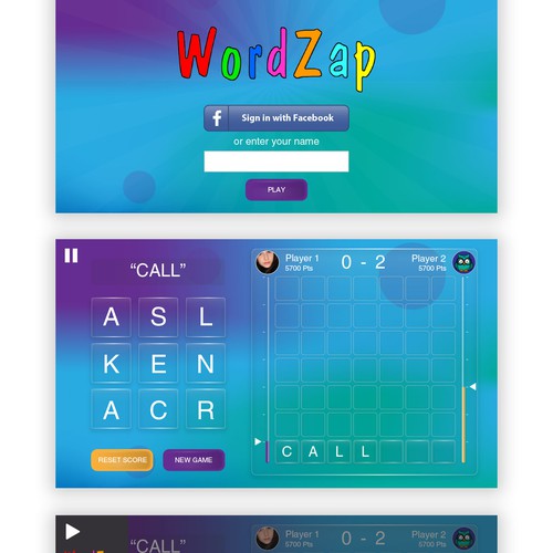 Game UI design for a word puzzle game