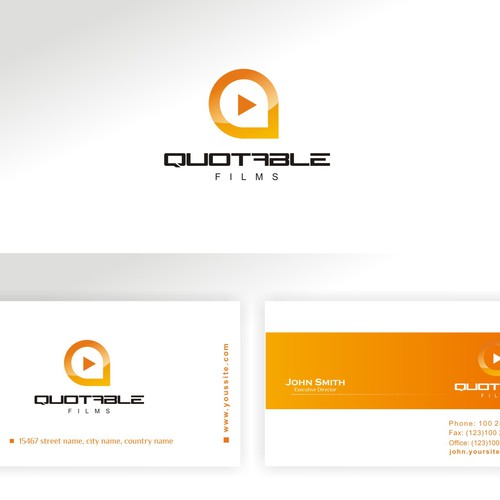 Create the next logo and business card for Quotable Films