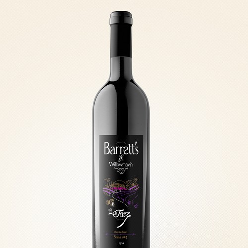 Barretts 'The Jazz' Shiraz Premium Wine Label Design