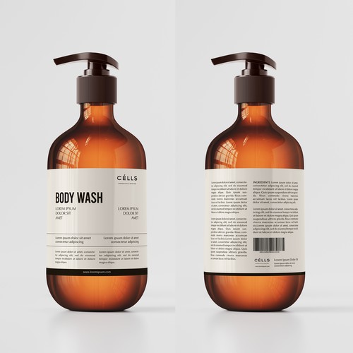 Minimalist label design for shampoo bottle