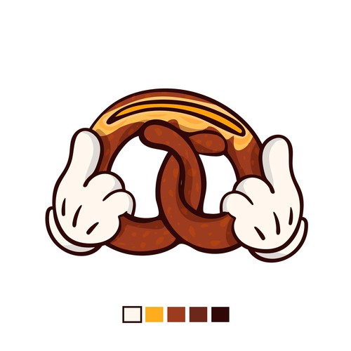 T-shirt design with butter Brezel with comic hands