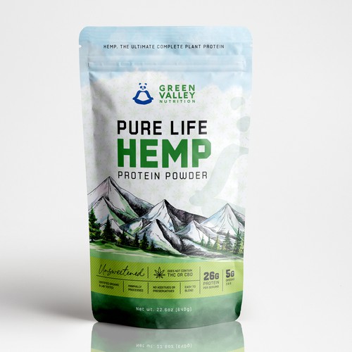 Design a bag for hemp protein powder sold on Amazon