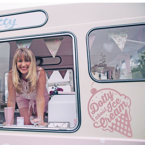 logo concept for a beautiful vintage ice cream van