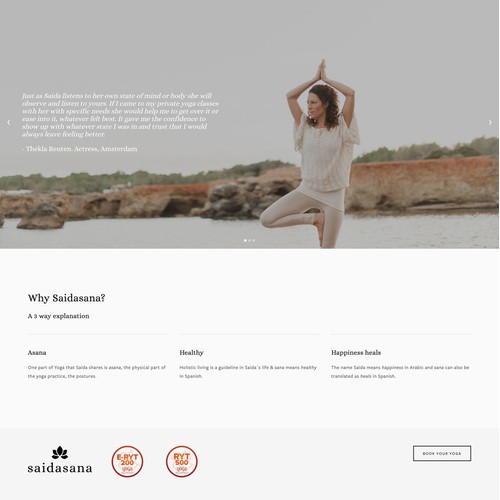 Squarespace website for Yoga Teacher
