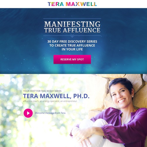 Landing page design for Tera Maxwell