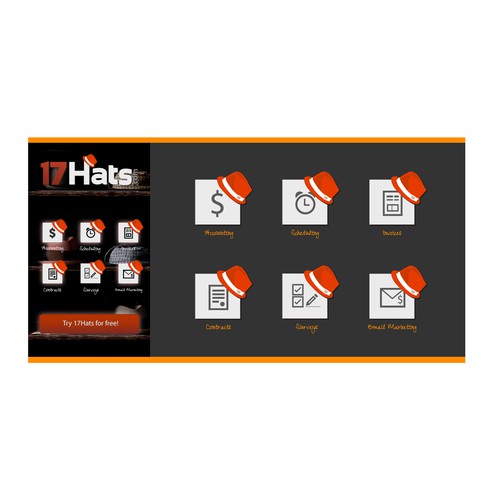 Create the next icon or button design for 17Hats.com