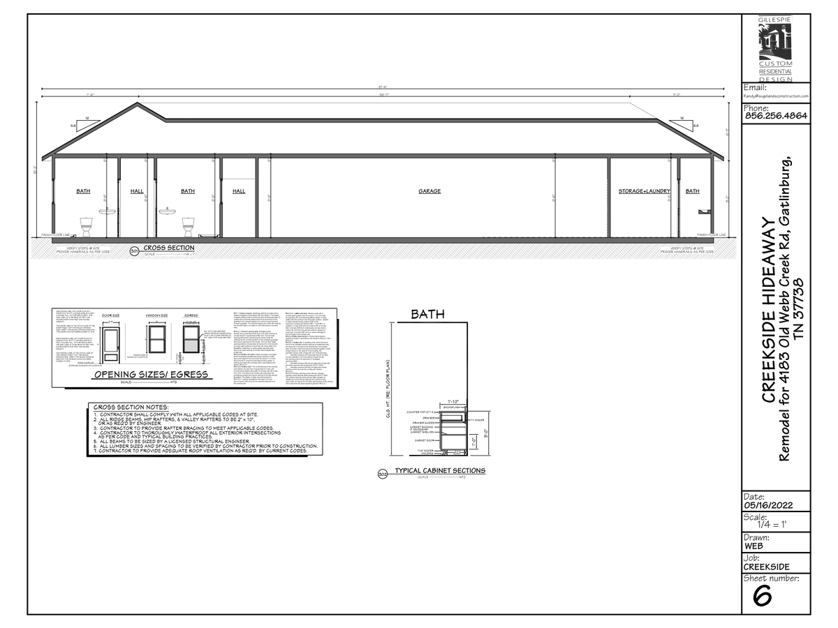 CreekSide Hideaway Garages and bathrooms technical drawings