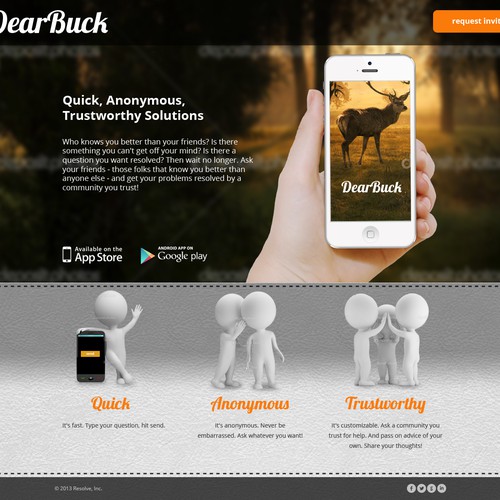 Create a winning landing page for DearBuck - an app that resolves your problems!