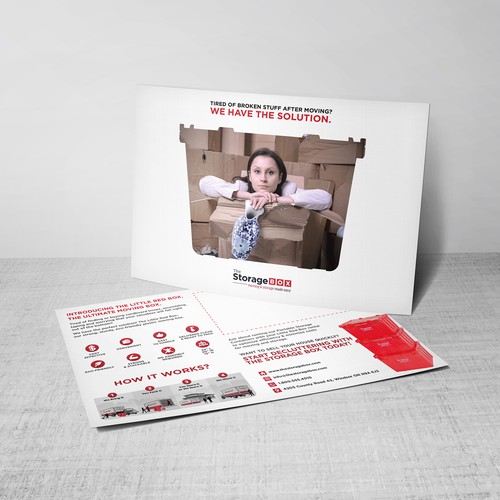 Create a fun, eye-catching post card for The Storage Box!