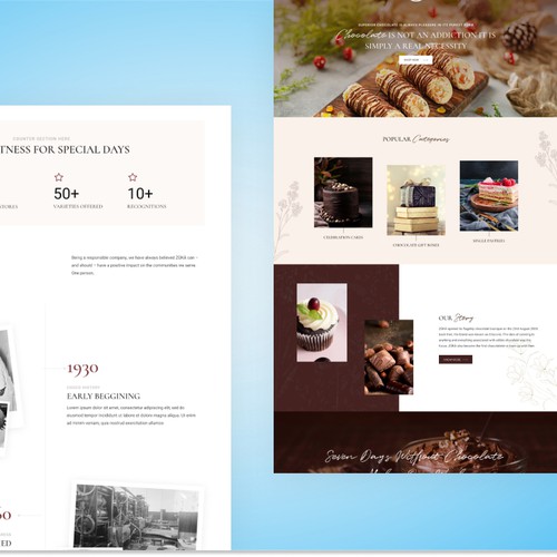 Website for bakery and chocolate company