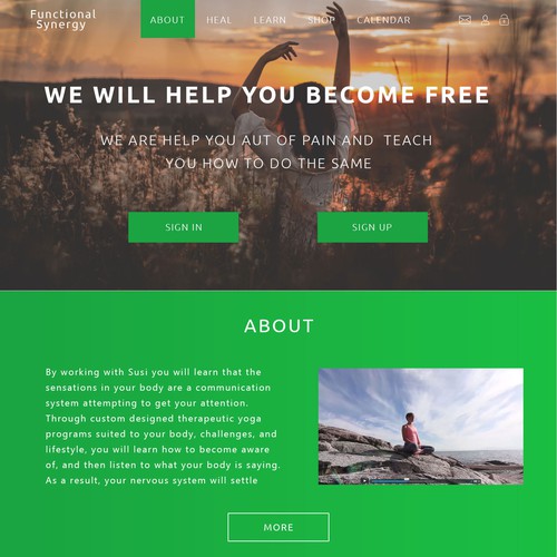 Landing page for Yoga