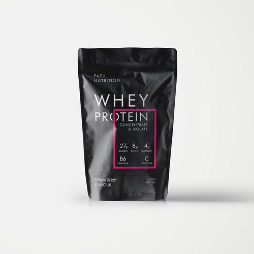Protein packaging concept for Pazu Nutrition 