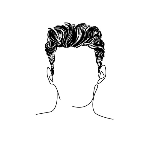 line art illustration of a men's hair