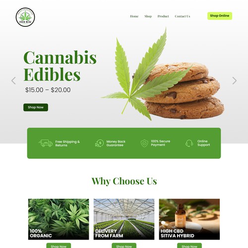 Landing page design for a Cannabis company