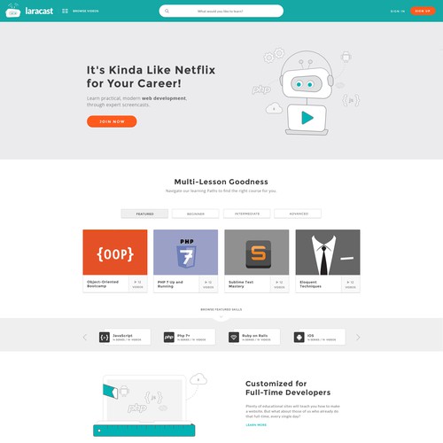 Brand and homepage idea for Laracast