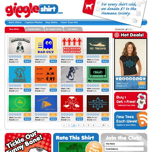 Giggleshirt.com web site (mockup provided)