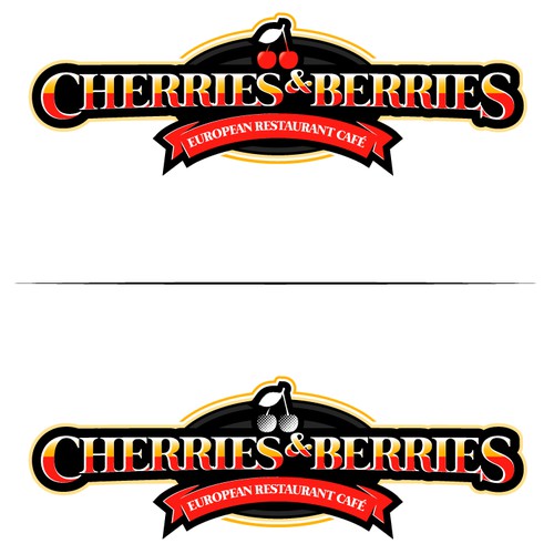 European Restaurant chain Logo- Customers should see the logo from 1kmand know it's a Cherries & Berries.