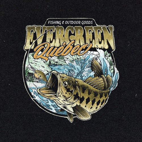 Evergreen Québec — Vintage Fishing T-Shirt Design