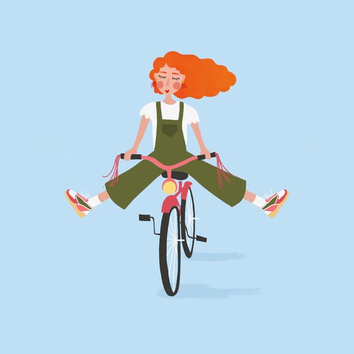 Ilustración chica bici
