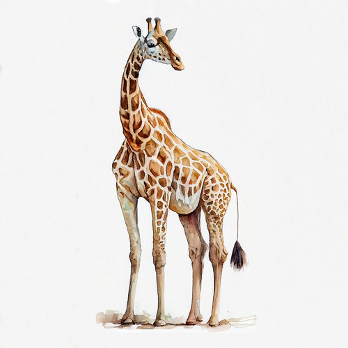 Watercolor Giraffe Illustration for Kids