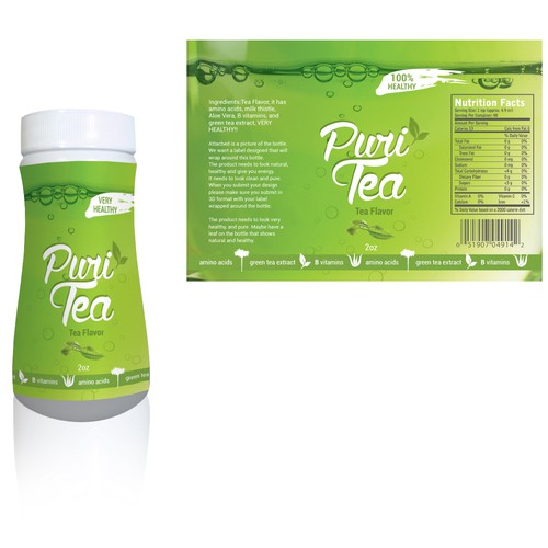 ******NEW PACKAGE LABEL FOR HEALTHY NATURAL ENERGY TEA IN 2oz BOTTLE********