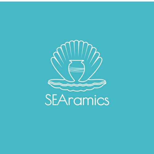 Ocean themed logo for pottery studio designed for anyone