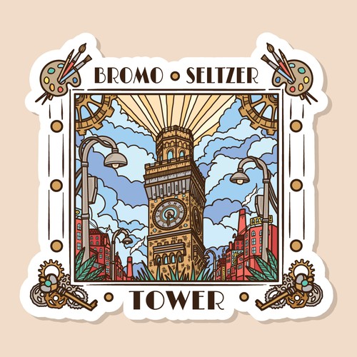 Bromo Seltzer Tower sticker design